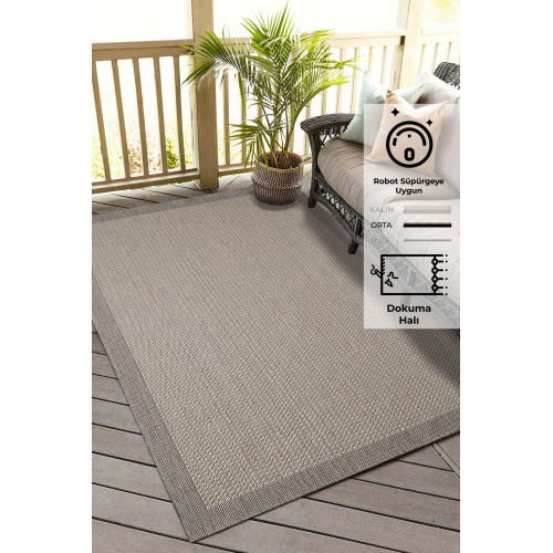 Konfor Sisalux 3091 Bej Jüt Tabanlı Modern Dokuma Kilim Sisal Hasır Halı