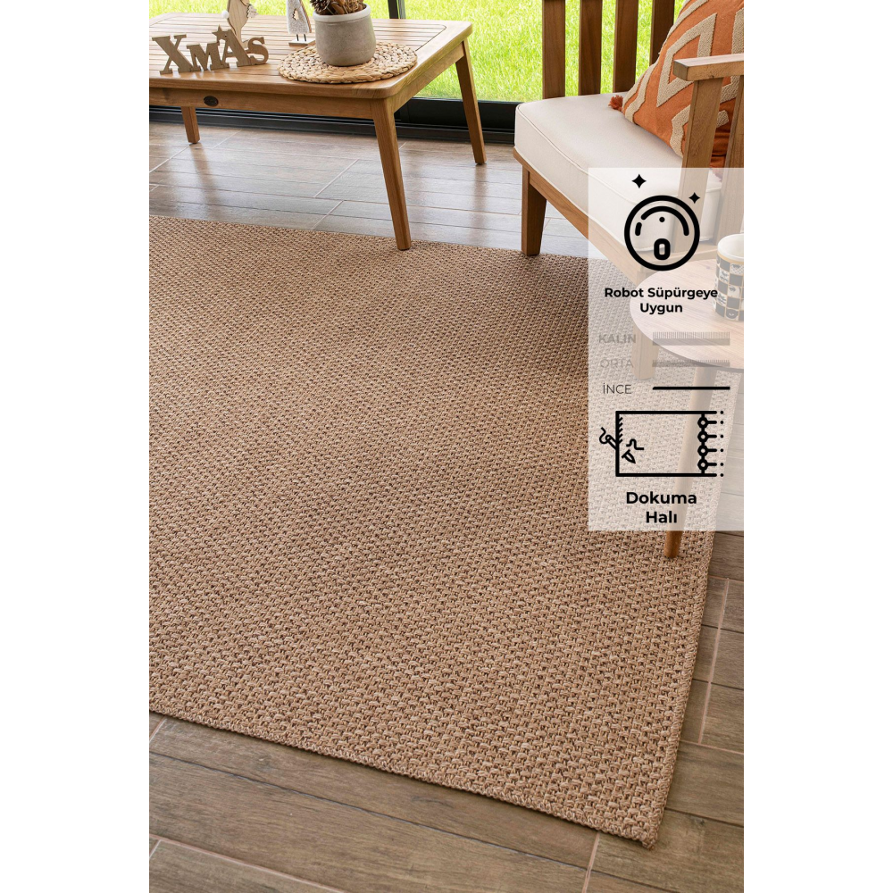 Rusticana 3101 Naturel Jüt Halı Modern Örme Kilim