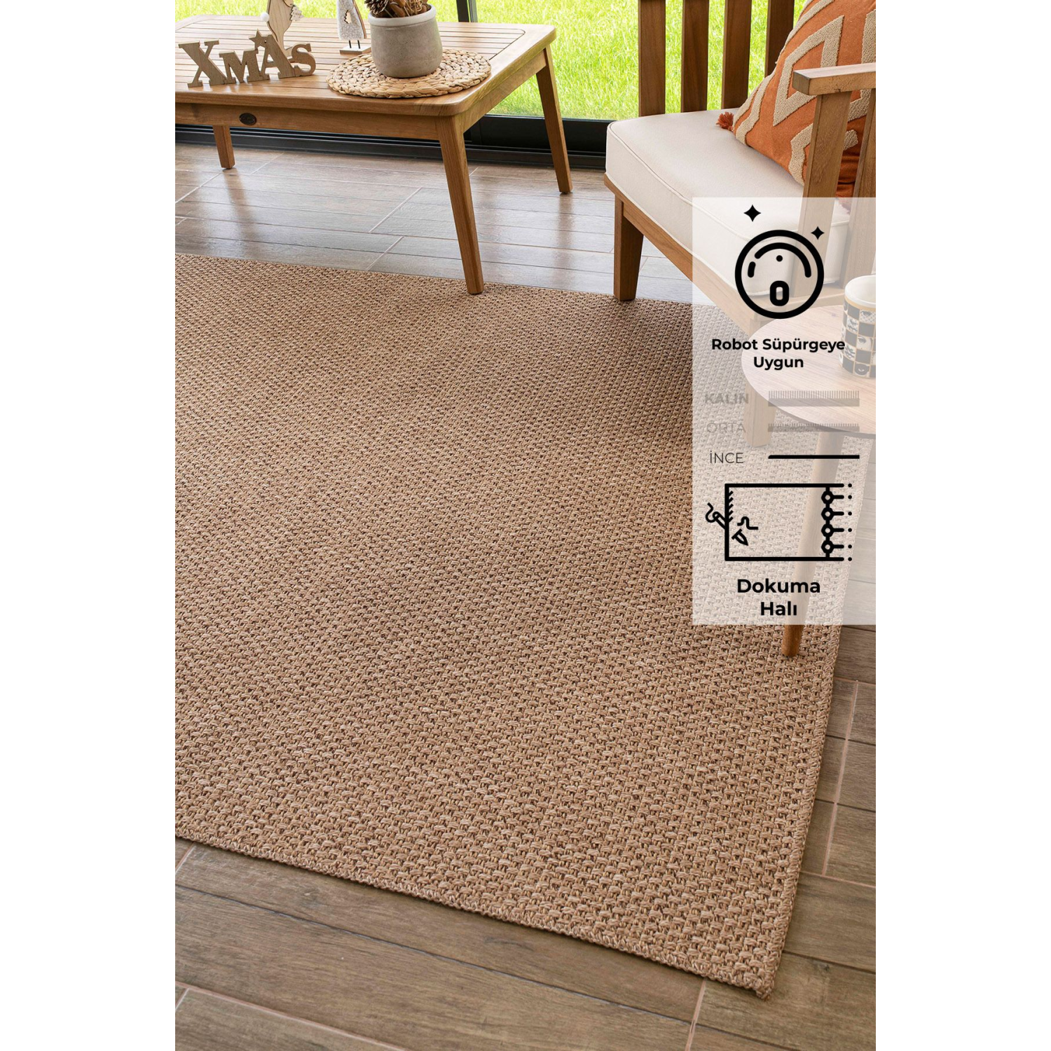 Rusticana 3101 Naturel Jüt Halı Modern Örme Kilim