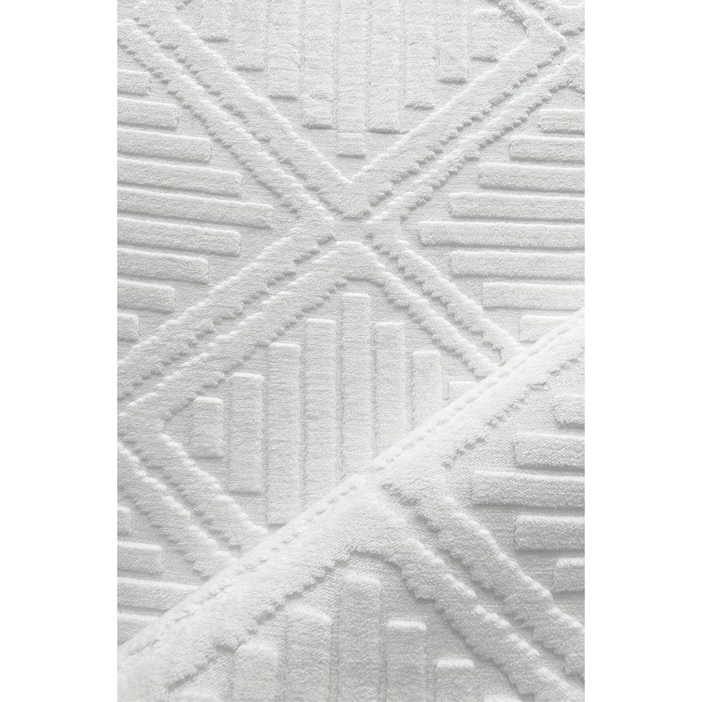 Hilda İskandinav Dokuma Bukleli Premium Beyaz Puffy Peluş Yolluk Koridor Halısı Salon Halısı