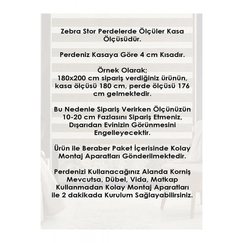 Ekru Stor Zebra Güneşlik Perde .eteği Dilimli ,ithal Kumaş , Alüminyum Kasa Metal Ayak.