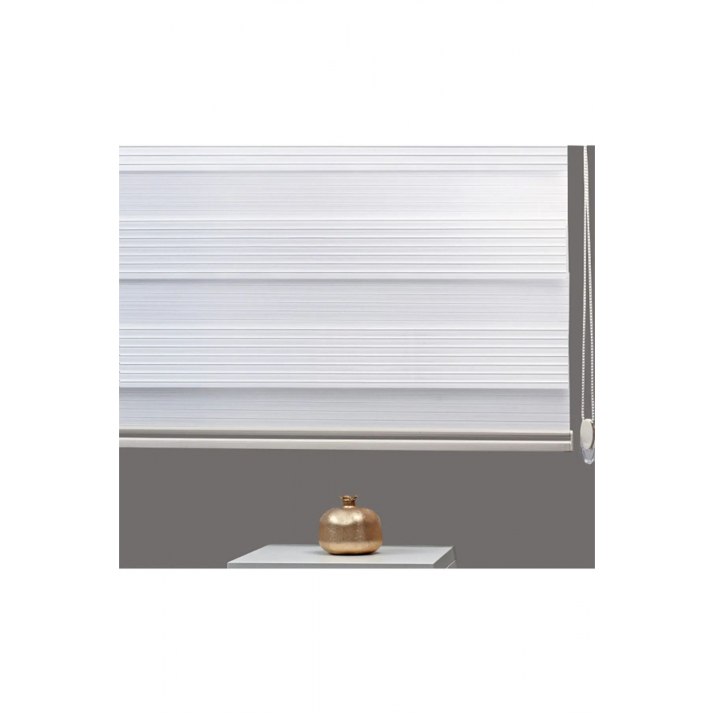 Geniş Plise Beyaz Eteği Düz Stor Zebra Güneşlik Perde Alüminyum Kasa, Metal Ayak