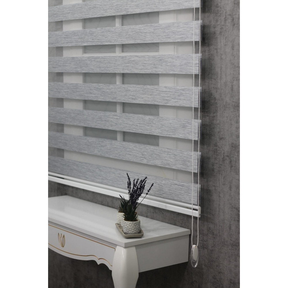 Kidmex Ithal Bambu Açık Gri Bambu Stor Zebra Perde Etek Dilimsiz