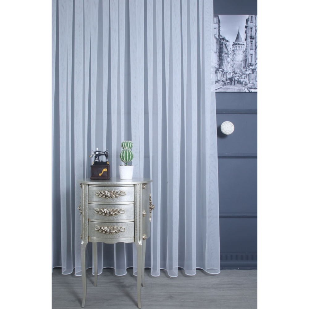 Grek Tül Perde - Petek Zemin, 1/3 Sık Pile, 250x250cm Fs100001