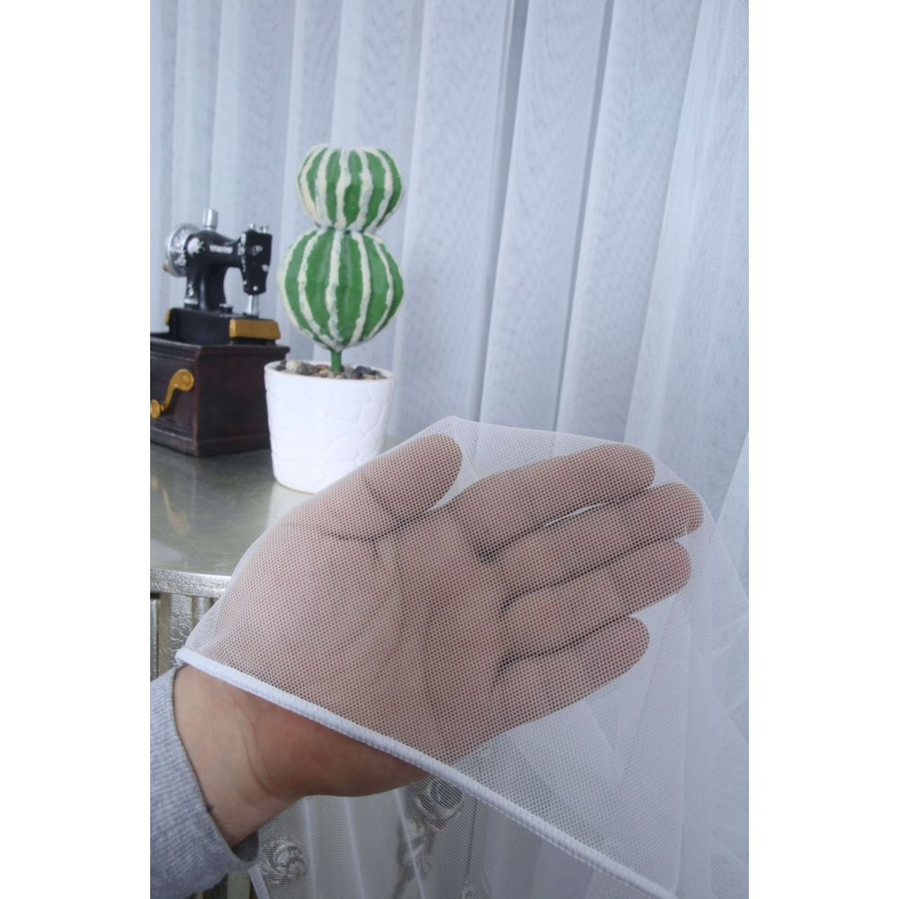 Grek Tül Perde - Petek Zemin, 1/3 Sık Pile, 250x250cm Fs100001