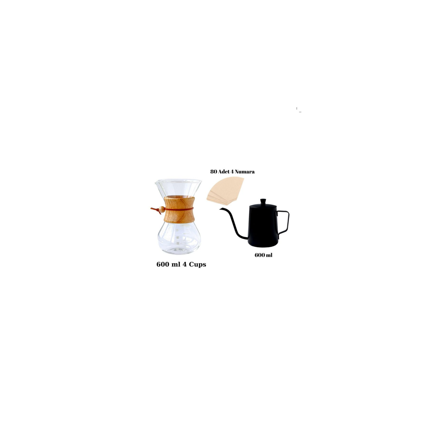 Chemex Filtre Kağıdı Kapaklı Barista Kettel Set