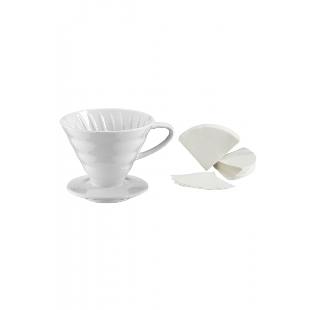 V60-02 Seramik Dripper, V60-02 Uyumlu Filtre Kağıdı Set