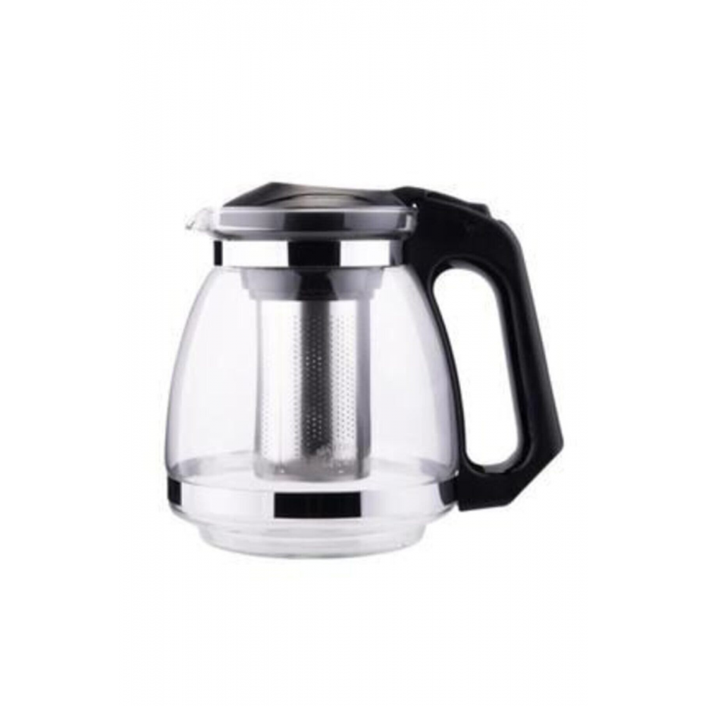 1,5 Lt Çelik Süzgeçli Borasilikat Cam Demlik Isıya Dayanıklı Cam Çaydanlık Bitki Çayı Demliği