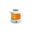 Bambu Zarafeti, Dilimli Model 1000 ml Süzgeçli Cam Demlik Bitki Çayları ,Borosilikat , Sürahi