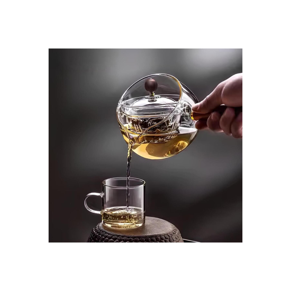 Magia Sihirli Borosilikat Bitki Çayı Demliği Dönerli 500 ml Şeffaf 16044