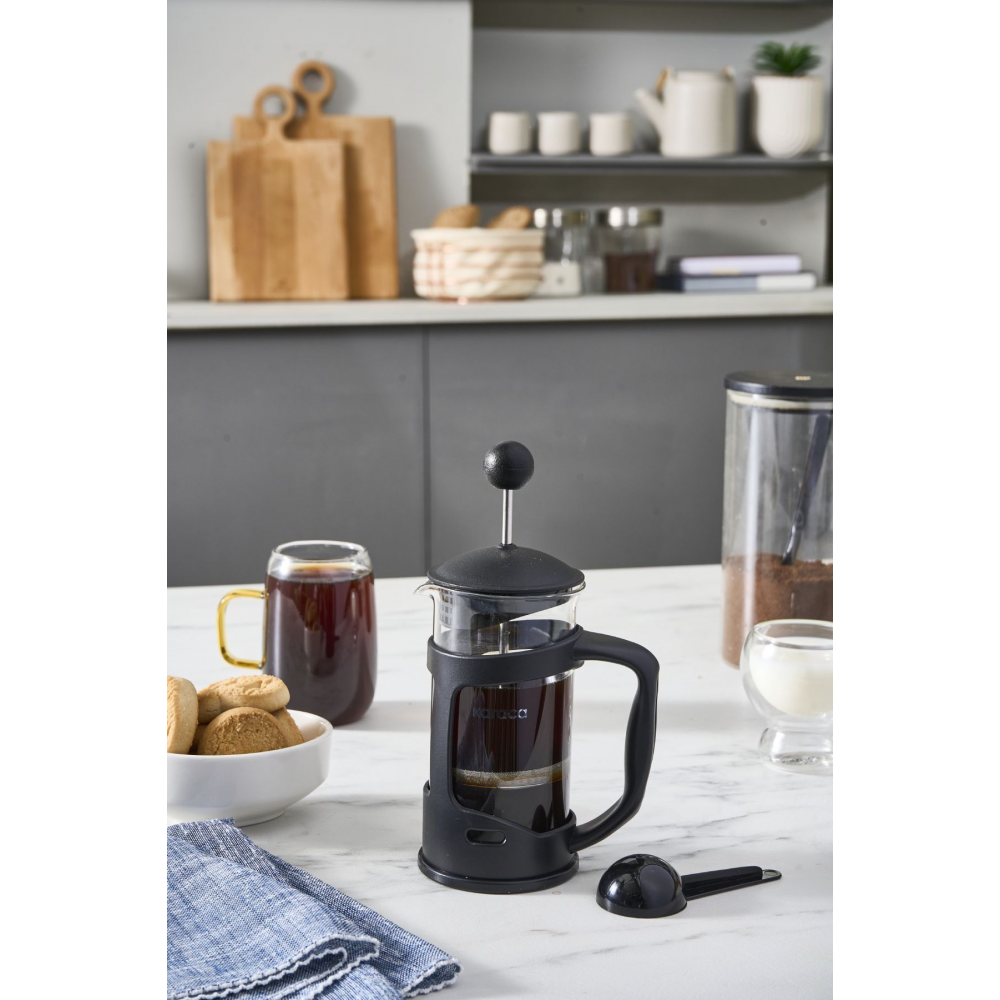 Karaca Coffee Bean Kaşık Hediyeli Borosilikat Cam French Press 350 Ml Siyah