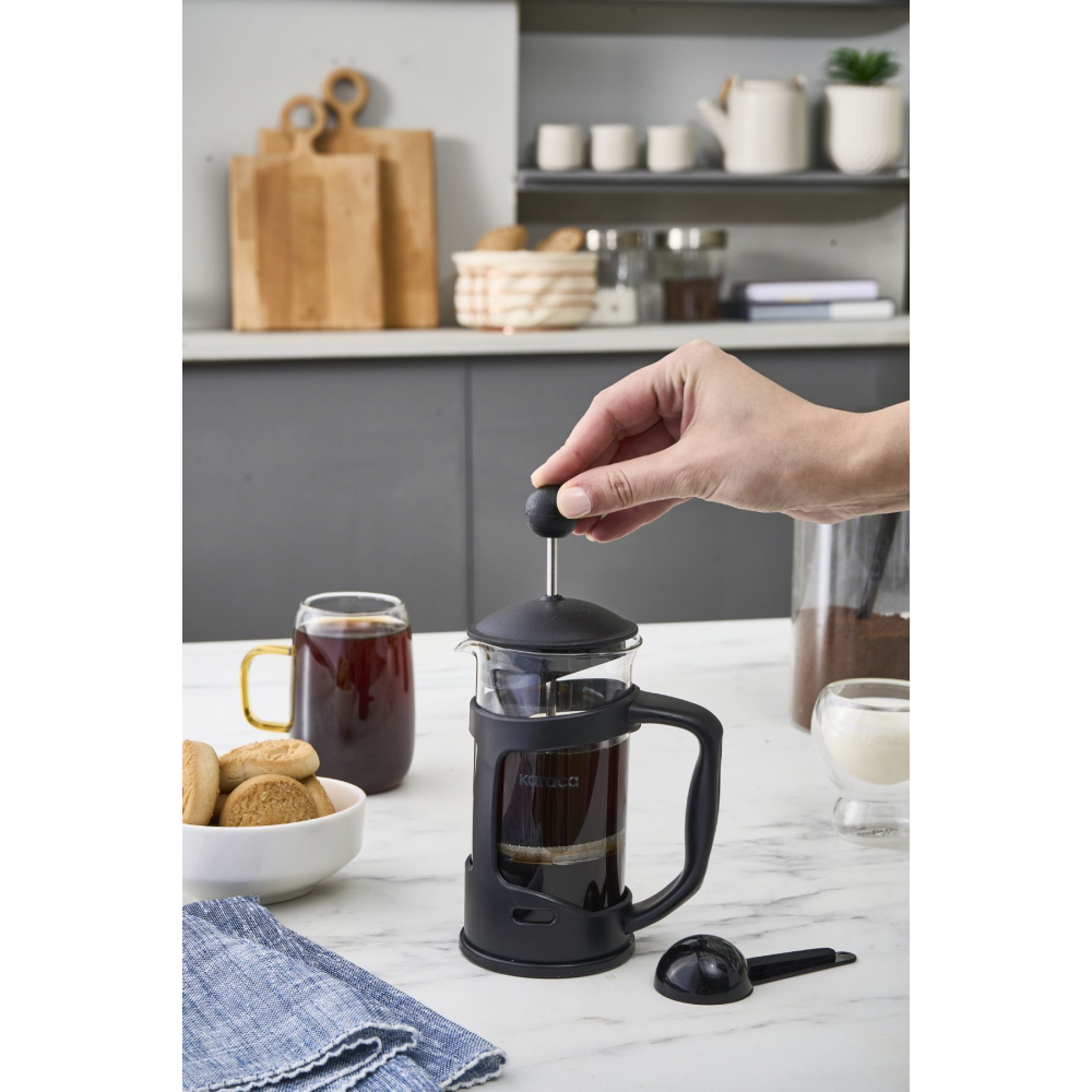 Karaca Coffee Bean Kaşık Hediyeli Borosilikat Cam French Press 350 Ml Siyah