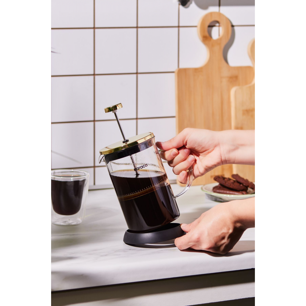 Karaca Coffee Bean Kaşık Hediyeli Borosilikat Cam French Press Gold 800 ml