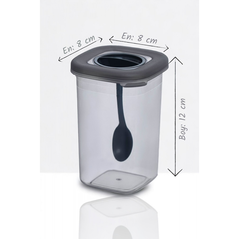 12'li 450ml Etiketli Ve Kilitlenebilir Kapaklı Kendinden Kaşıklı Baharatlık Seti - Etiket Hediye