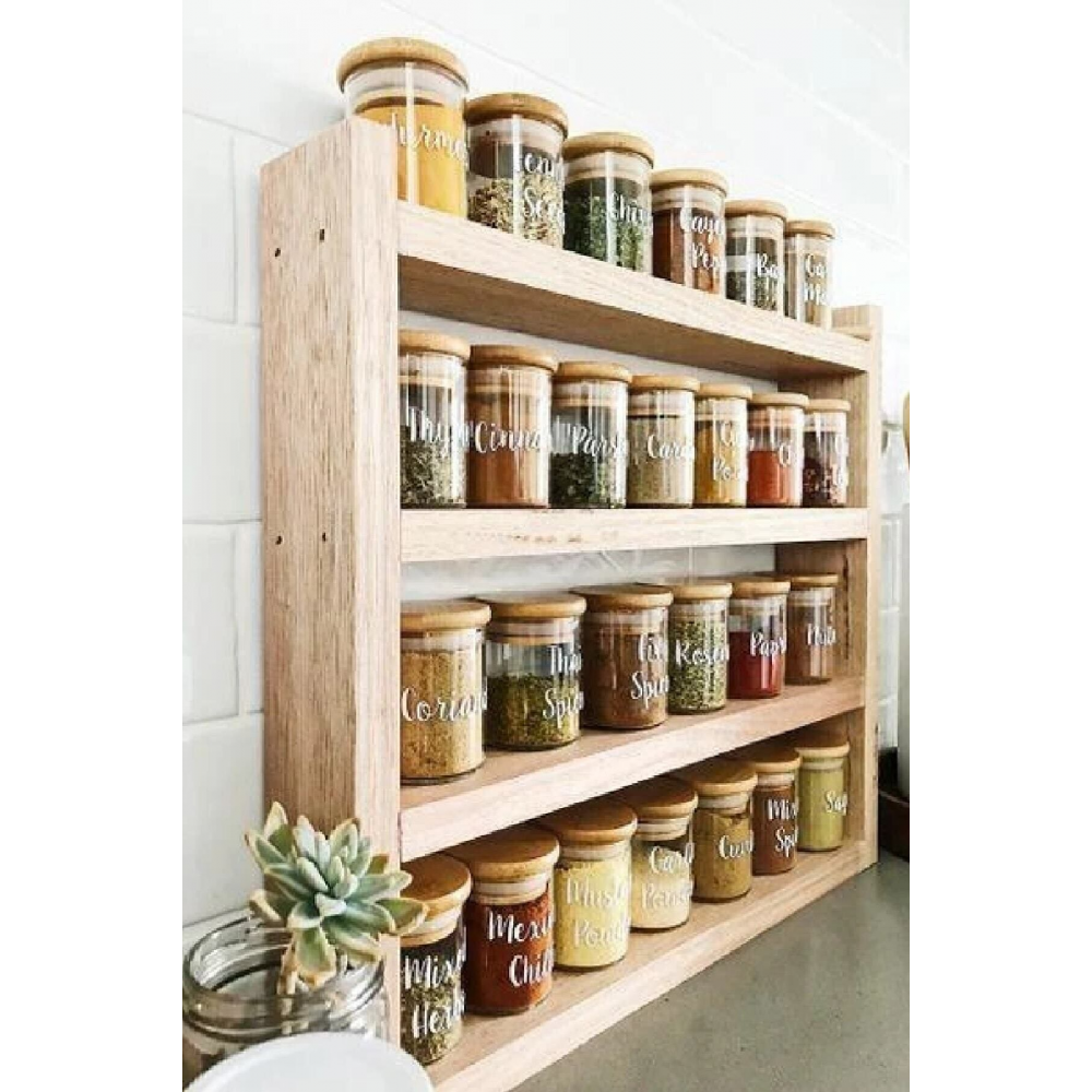Ahşap Tasarım Baharatlık Dekoratif Mutfak Rafı