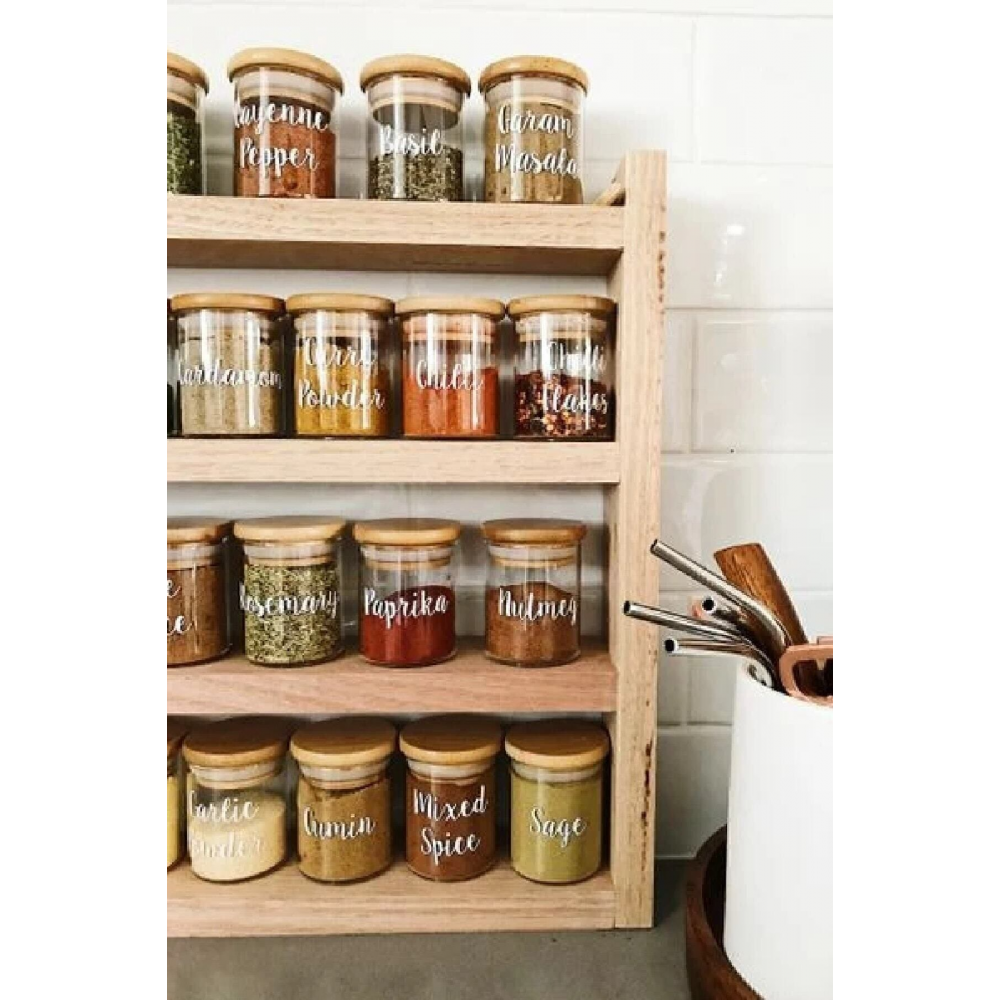 Ahşap Tasarım Baharatlık Dekoratif Mutfak Rafı