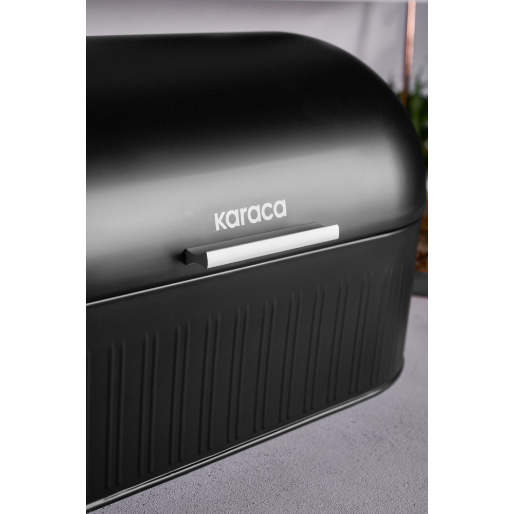 Aren Karbon Çelik Ekmek Kutusu XL Saklama Kabı Hediyeli Siyah