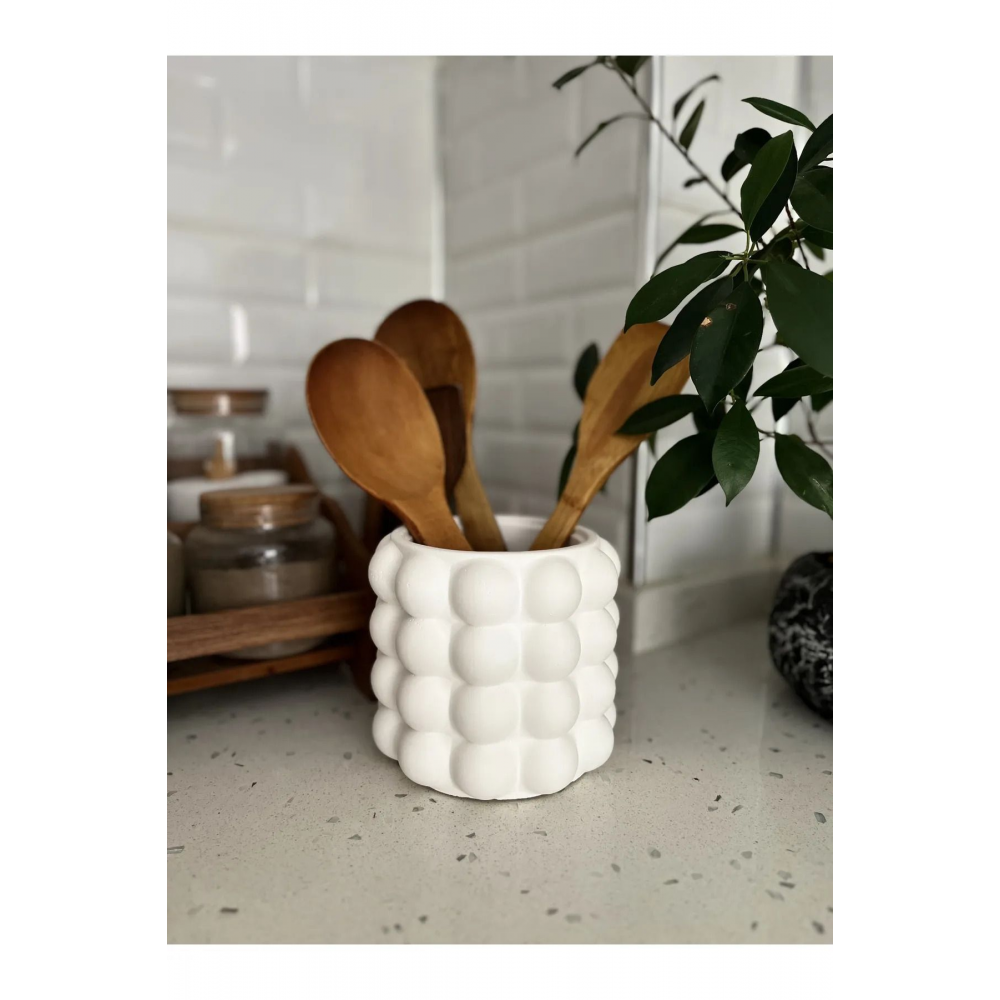 Bubble Tezgah Üstü Dik Kaşıklık Düzenleyici Beyaz