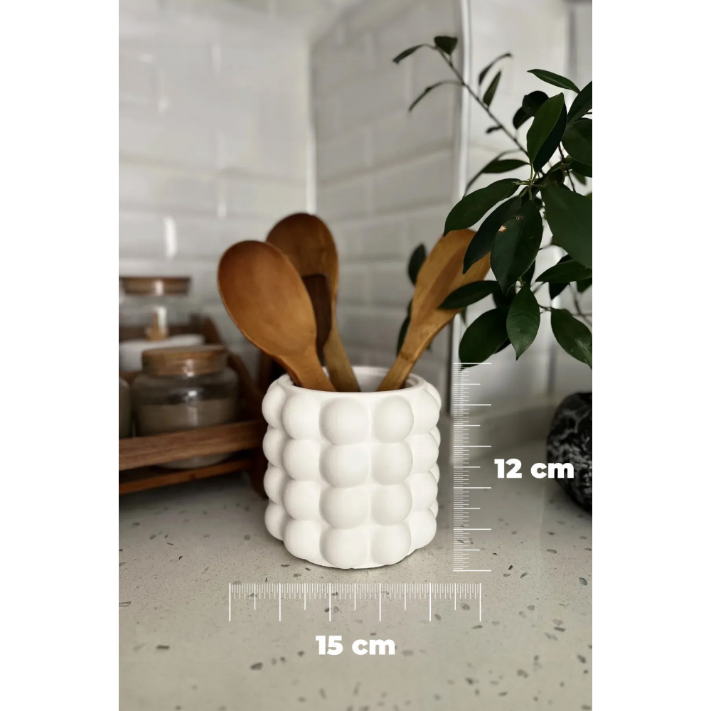 Bubble Tezgah Üstü Dik Kaşıklık Düzenleyici Beyaz