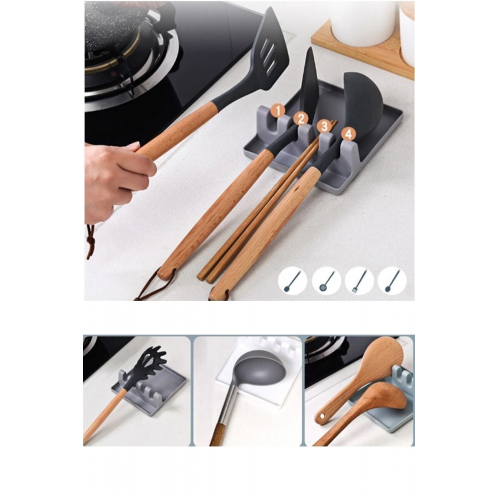Tencere Kapak Tutucu Ve Kaşıklık Tencere Kapağı Standı Kaşık Kepçe Altlığı Düzenleyici Organizer