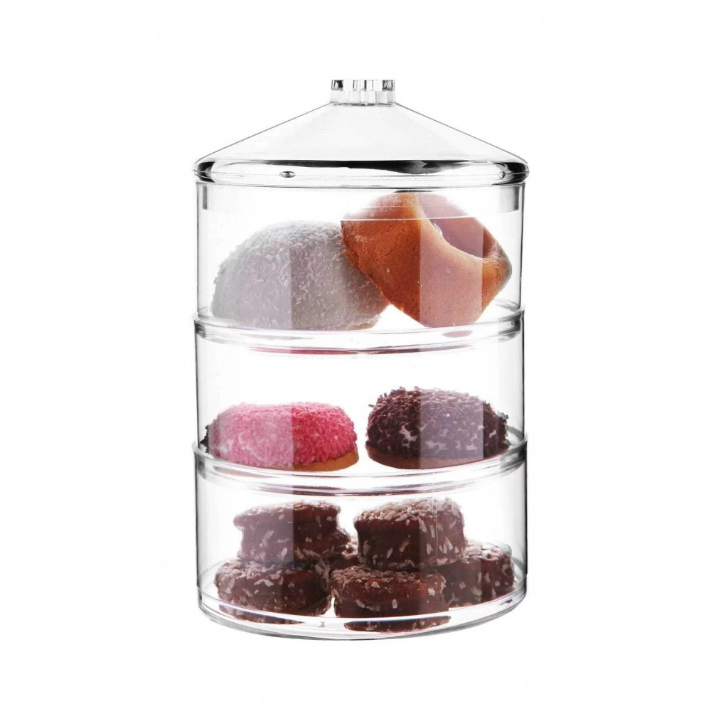 Kelebekli Akrilik Lüx 3 Katlı Saklama Kabı