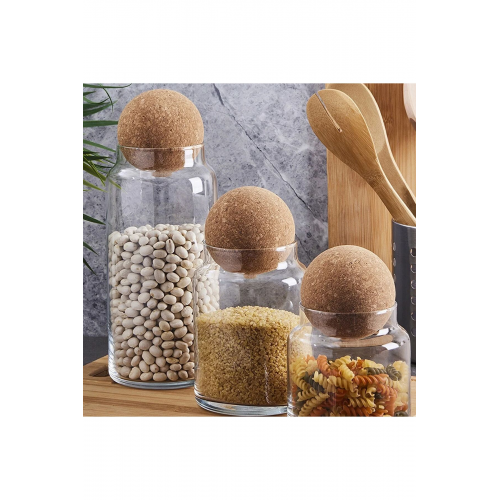 Sughero 3'lü Top Mantar Kapaklı Cam Kavanoz Ve Bahatalık Seti Fma078090 Fma023326