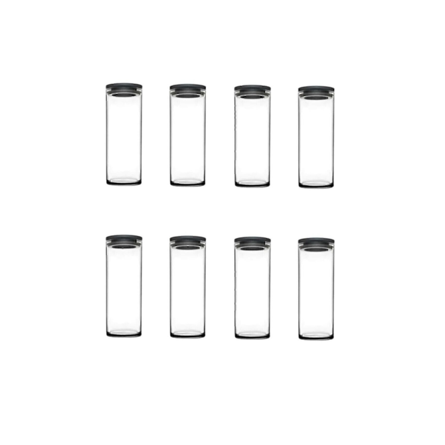 Vakumlu Cam Kavanoz - Cam Erzak Saklama Kabı, 8 Li Gri Pb43756-8 Modeli