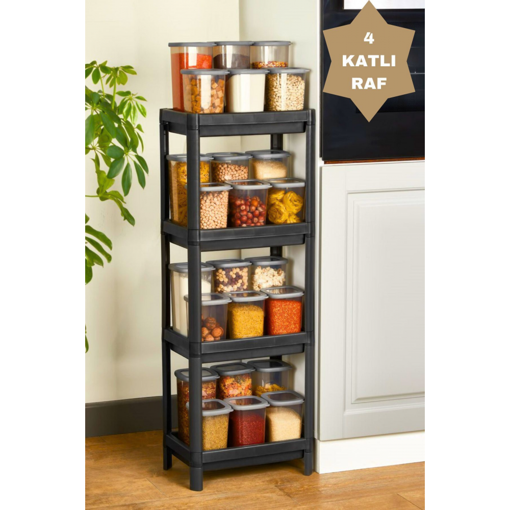 4 Katlı Mutfak Ve Banyo Düzenleyici Raf Ünitesi Modüler Şampuanlık, Sebzelik, Dolap