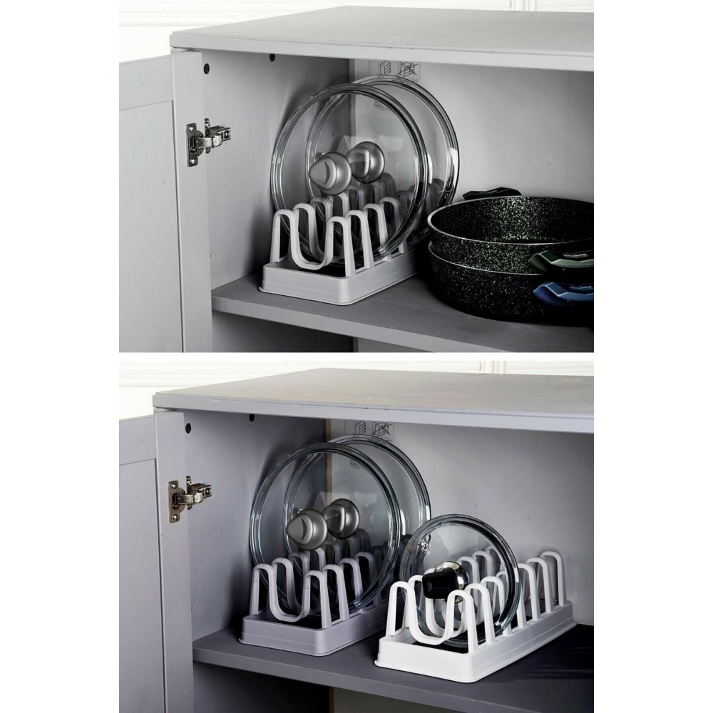 6 Bölmeli Tencere Kapak Rafı - Tencere Kapak Organizeri (COK RENKLİ)