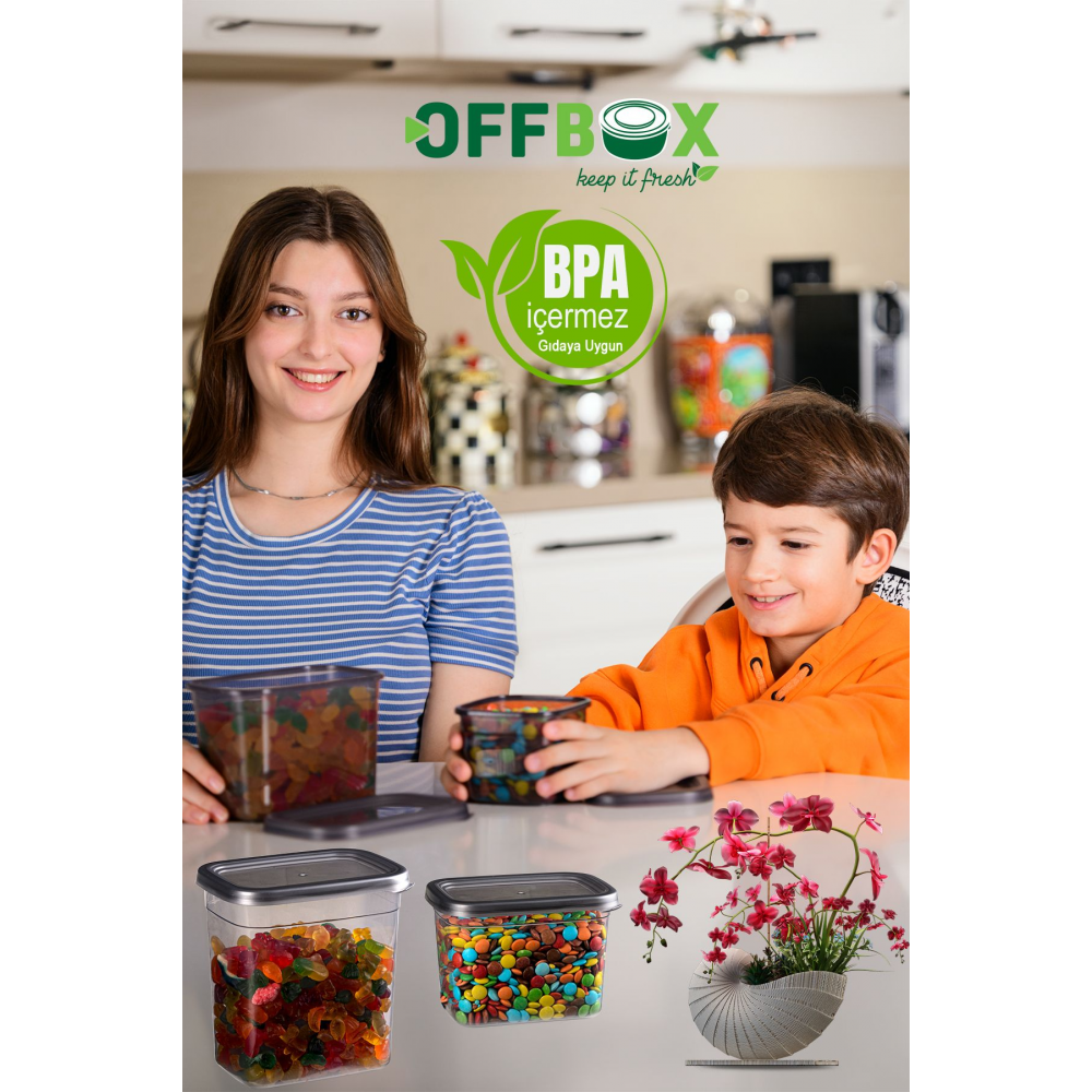 12 Adet 24 Parça 1,2 Litre Kare Erzak Bakliyat Saklama Kabı Seti Baharatlık 20 Adet Etiket Hediyeli