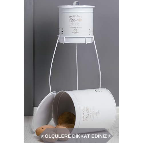 2 Katlı Lüx Ferforje Metal Patates Soğan Sepeti - Sebzelik - Patates Soğanlık Sepeti