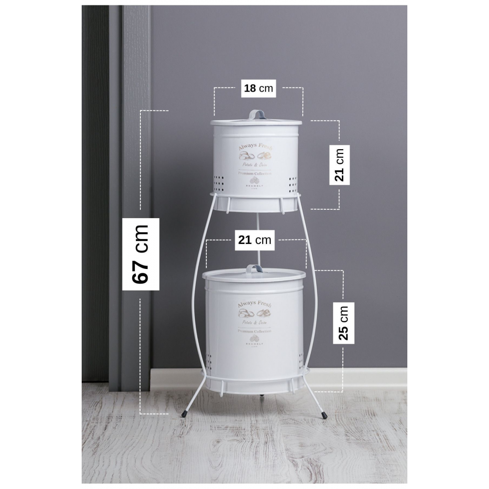 2 Katlı Lüx Ferforje Metal Patates Soğan Sepeti - Sebzelik - Patates Soğanlık Sepeti