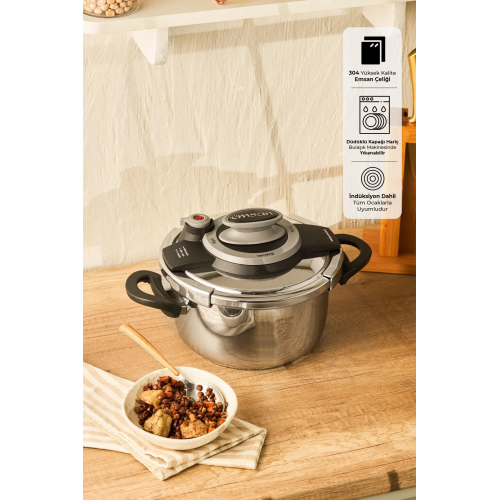 Montana Siyah Gri Düdüklü Tencere 6 Litre