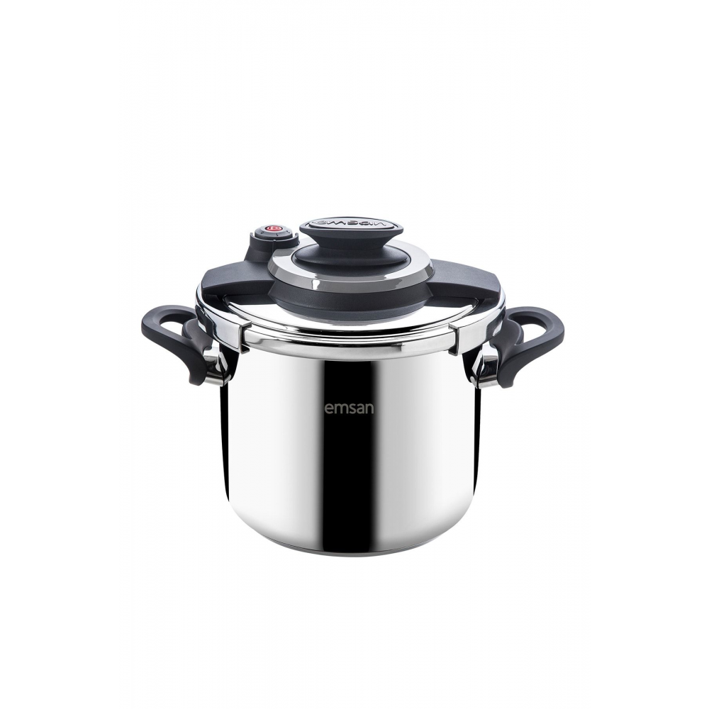 Montana Siyah Gri Düdüklü Tencere 6 Litre