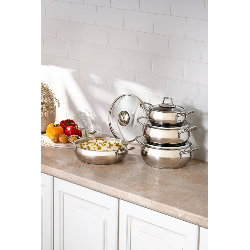 Cemre Indüksiyon Tabanlı 8 Parça Çelik Tencere Seti