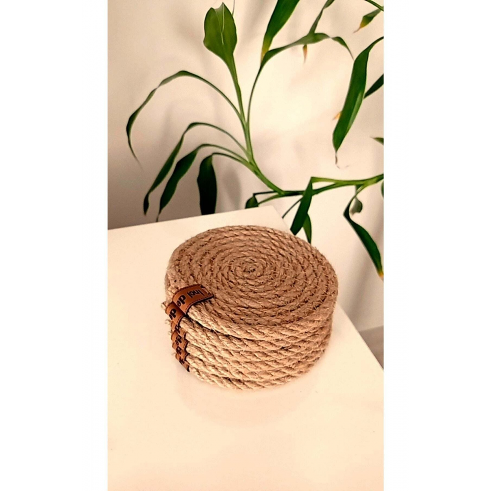 Hasır Bardak Altlığı (6'Lİ) ,12 Cm, Fincan,bardak,kupa,mum Altlığı,el Yapımı Naturel