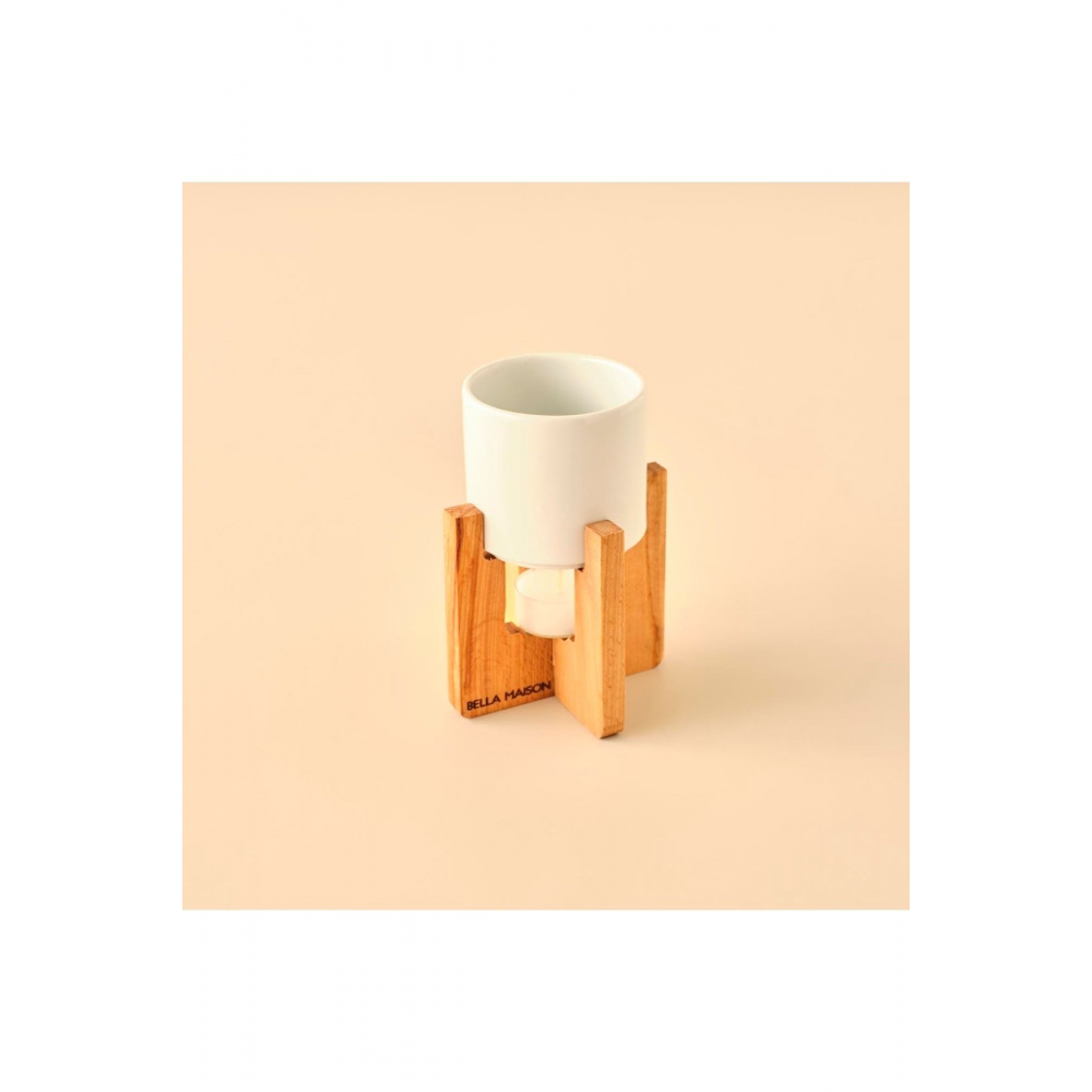 Person Ahşap Standlı Porselen Fondü Seti Beyaz (13x11 Cm)