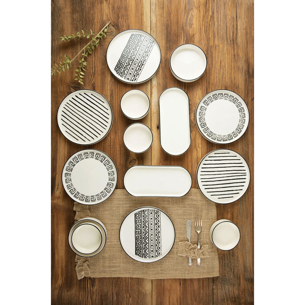 14 Parça 6 Kişilik Stackable Sio Savior Kahvaltı Takımı - Lüx Kahvaltılık Sunum Seti Tabağı