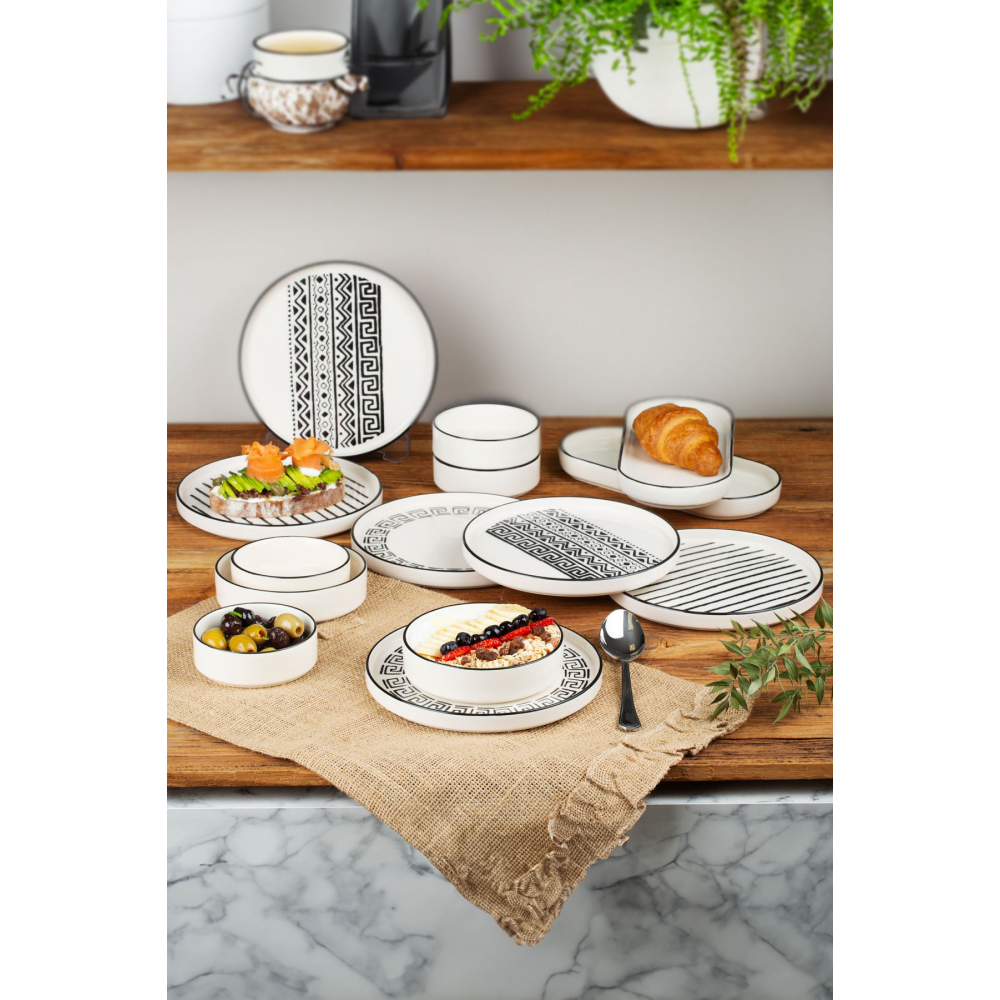 14 Parça 6 Kişilik Stackable Sio Savior Kahvaltı Takımı - Lüx Kahvaltılık Sunum Seti Tabağı