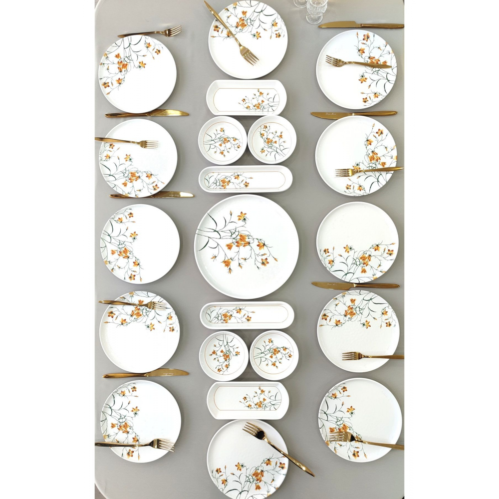 Çiğdem Model 12 Kişilik 21 Parça Kahvaltı Takımı Kahvaltı Seti[ Sarı 12]