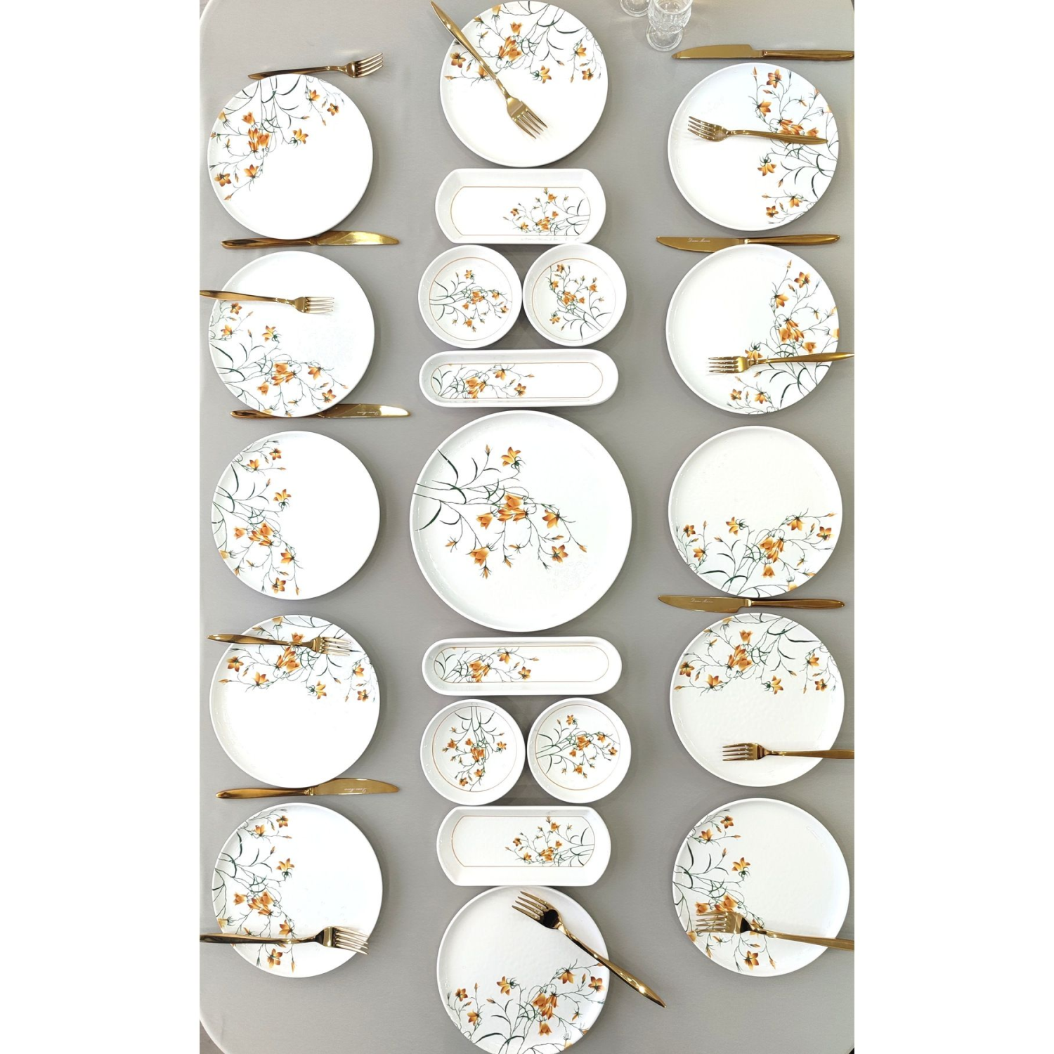 Çiğdem Model 12 Kişilik 21 Parça Kahvaltı Takımı Kahvaltı Seti[ Sarı 12]