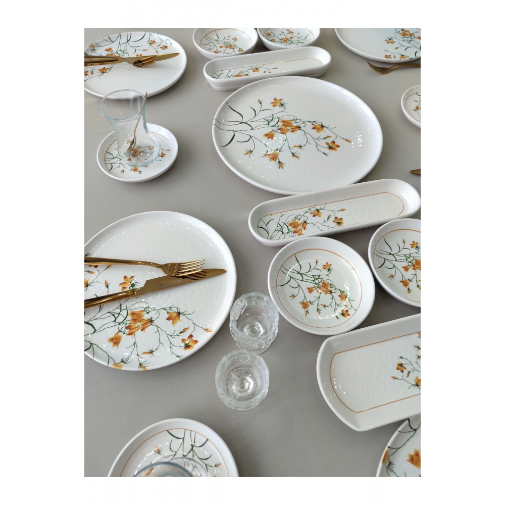 Çiğdem Model 12 Kişilik 21 Parça Kahvaltı Takımı Kahvaltı Seti[ Sarı 12]