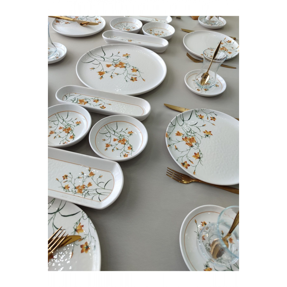 Çiğdem Model 12 Kişilik 21 Parça Kahvaltı Takımı Kahvaltı Seti[ Sarı 12]