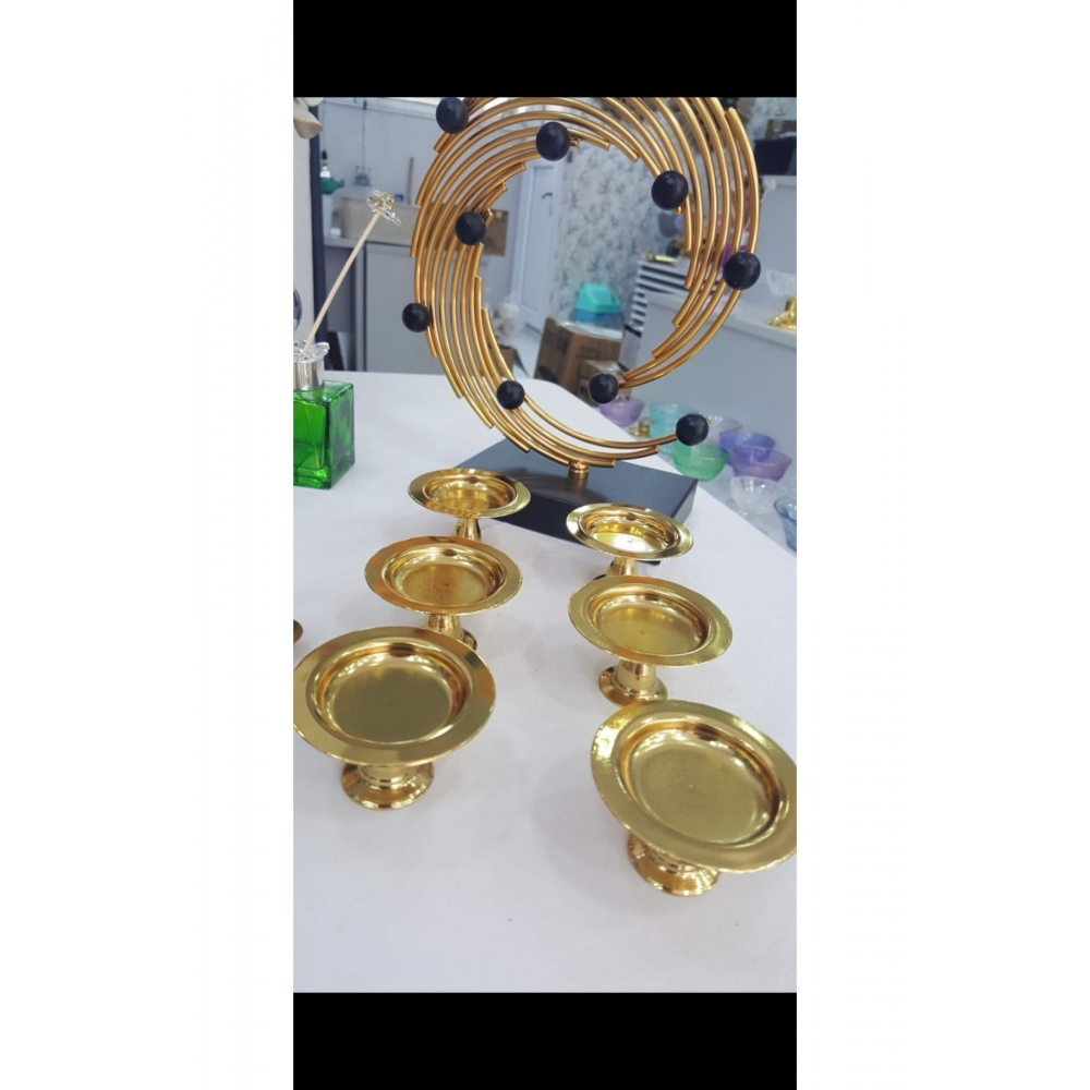 Dekoratif Gold Kaplama 6 Lı Makaronluk Kahve Yanı Sunumluk Lokumluk Lüx