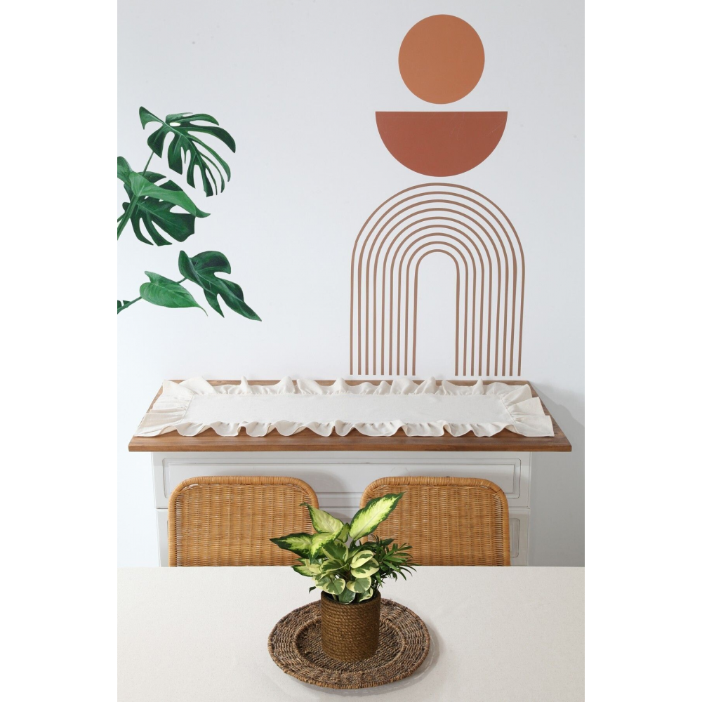 Naturel Fırfırlı Runner Vintage 40x110 Cm