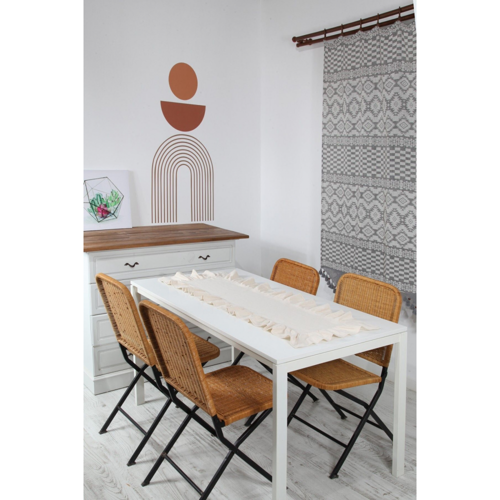 Naturel Fırfırlı Runner Vintage 40x110 Cm