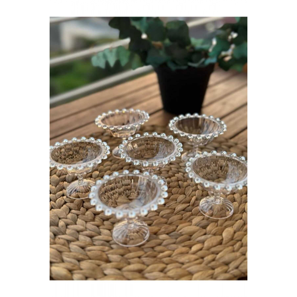 6 Adet Boncuklu Lokumluk Ikramlık Sunumluk Şekerlik Çerezlik