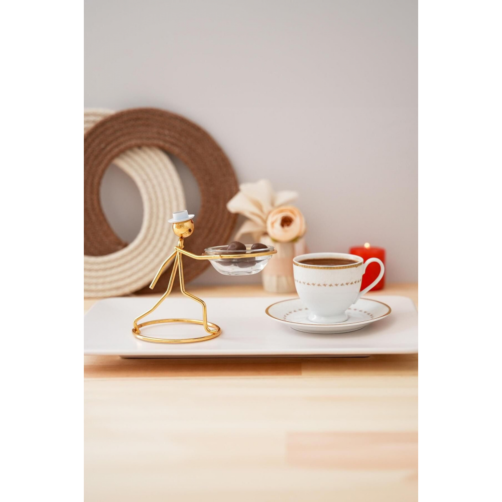 Gold Mini Sunumluk Lokumluk Şekerlik Kahve Yanı Sunum Tabak Drajelik