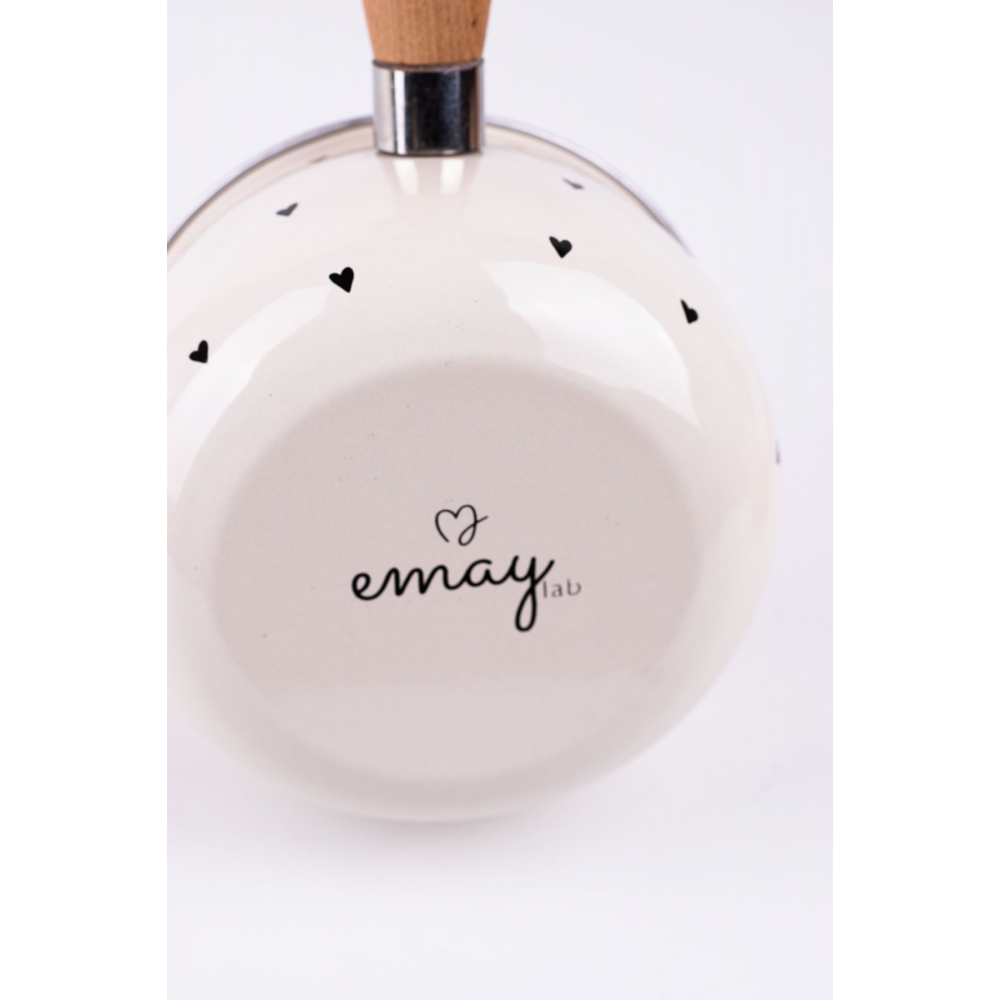 Black Cupid Ahşap Saplı Kalp Desenli Emaye Sos Tavası 1,3 Litre