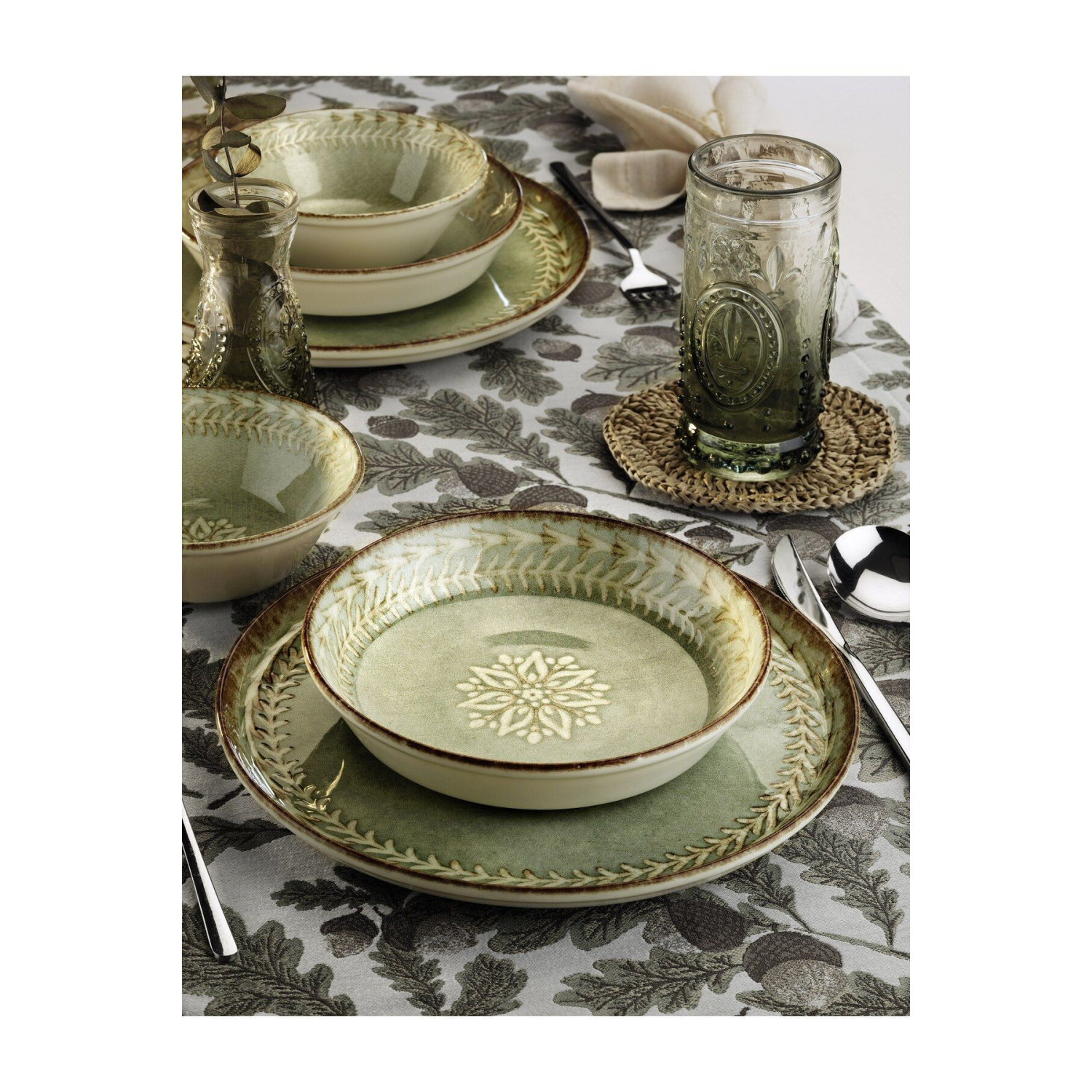 18 Parça 6 Kişilik Vintage New Bone Porselen Yemek Takımı  - Çorba Servis Yemek Tabağı Seti